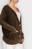 STITCH & Co Knit Sweater Cardigan in Washed Black