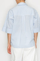 STITCH & Co. Vertical Stripe Poplin Top in Blue Stripe