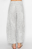 STITCH & Co Leopard Print Barrel Pants in Light Grey