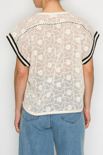 STITCH & Co Flower Crochet Top in Natural