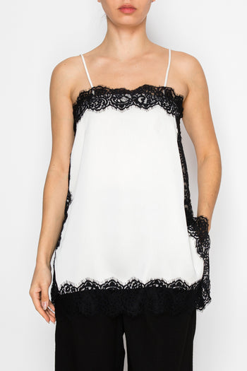 STITCH & Co. Lace Trim Sleeveless Top in Champagne