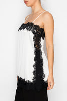 STITCH & Co. Lace Trim Sleeveless Top in Champagne