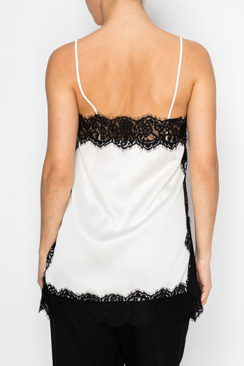 STITCH & Co. Lace Trim Sleeveless Top in Champagne