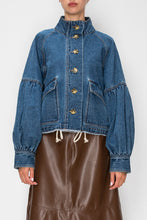 Load image into Gallery viewer, STITCH &amp; Co. Washed Denim Oversized Pocket Jacket in Medium Blue
