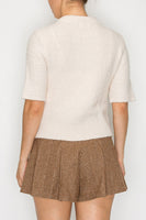 STITCH & Co. Short Sleeve Bow Tie Cardigan in Cream