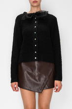 Load image into Gallery viewer, STITCH &amp; Co. Bow Detail Button-Front Cardigan in Black
