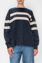 Load image into Gallery viewer, STITCH &amp; Co. OVERSIZED Striped Detail Pullover Sweatshirt in Washed Navy
