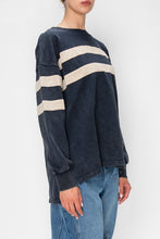 Load image into Gallery viewer, STITCH &amp; Co. OVERSIZED Striped Detail Pullover Sweatshirt in Washed Navy

