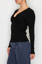 Load image into Gallery viewer, STITCH &amp; Co. Twist Front V-Neck Knit Top in Black
