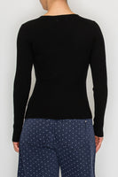 STITCH & Co. Twist Front V-Neck Knit Top in Black