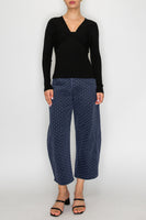 STITCH & Co. Twist Front V-Neck Knit Top in Black