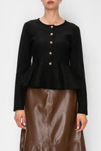 Load image into Gallery viewer, STITCH &amp; Co. Peplum Cardigan in Black

