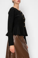 STITCH & Co. Peplum Cardigan in Black