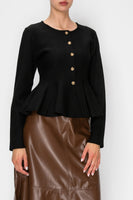 STITCH & Co. Peplum Cardigan in Black