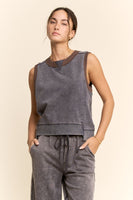 Davi & Dani French Terry Knit Top in Navy