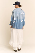Load image into Gallery viewer, Davi &amp; Dani Denim Flower Embroidered Top in Washed Denim
