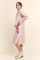 Davi & Dani Mixed Floral Print Duster in Ivory Pink Multi