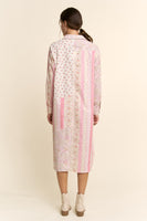 Davi & Dani Mixed Floral Print Duster in Ivory Pink Multi
