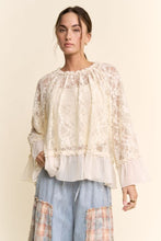 Load image into Gallery viewer, Davi &amp; Dani OVERSIZED Floral Sheer Lace Top in Cream
