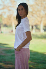 Load image into Gallery viewer, Davi &amp; Dani Rhinestone Embellished Relaxed Crew Neck Tee in White
