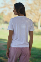 Davi & Dani Rhinestone Embellished Relaxed Crew Neck Tee in White