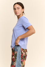 Load image into Gallery viewer, Davi &amp; Dani Rhinestone Embellished Relaxed Crew Neck Tee in Periwinkle
