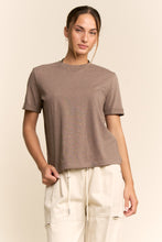 Load image into Gallery viewer, Davi &amp; Dani Rhinestone Embellished Relaxed Crew Neck Tee in Dark Mocha
