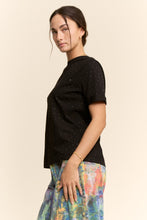 Load image into Gallery viewer, Davi &amp; Dani Rhinestone Embellished Relaxed Crew Neck Tee in Black
