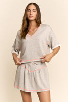 Davi & Dani Soft Knit Cropped Top and Skort Set in Heather Grey