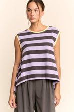 Load image into Gallery viewer, Davi &amp; Dani Contrasting Striped Sleeveless Top in Lavender Grey
