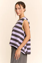 Load image into Gallery viewer, Davi &amp; Dani Contrasting Striped Sleeveless Top in Lavender Grey
