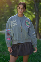 Davi & Dani West Coast Rodeo Bomber Jacket in Mint Sage
