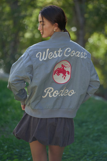 Davi & Dani West Coast Rodeo Bomber Jacket in Mint Sage
