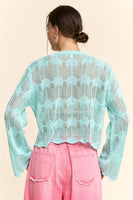 Davi & Dani Crochet Top with BEACH Letter Front in Aqua Blue