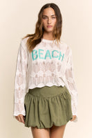 Davi & Dani Crochet Top with BEACH Letter Front in White