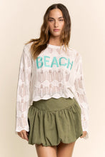 Load image into Gallery viewer, Davi &amp; Dani Crochet Top with BEACH Letter Front in White
