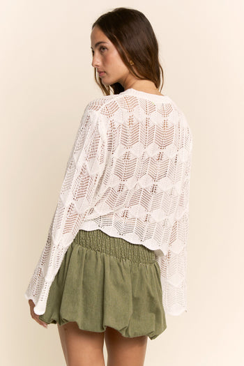 Davi & Dani Crochet Top with BEACH Letter Front in White