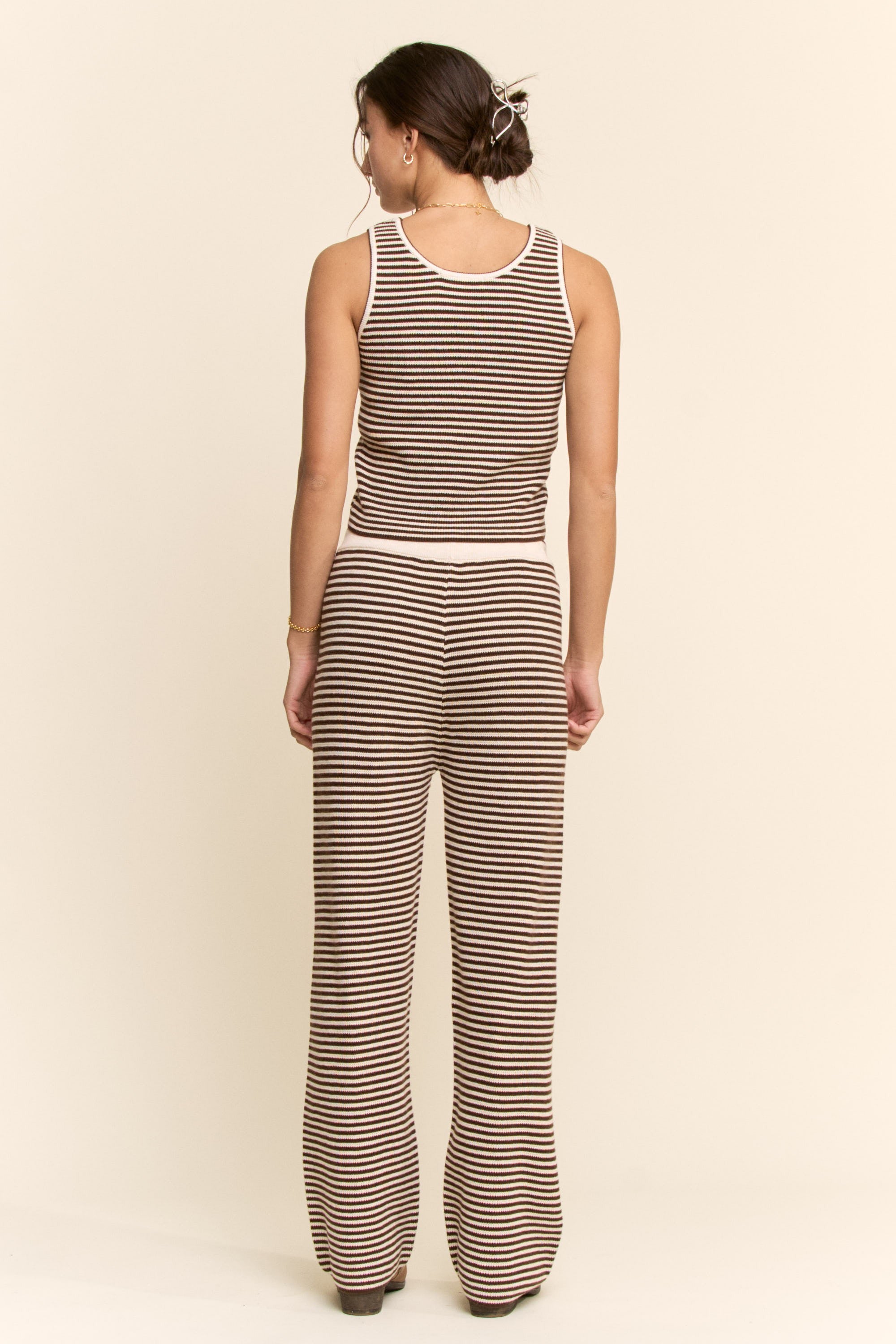 Davi & Dani Knit Stripe Set in Mocha – June Adel