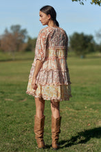 Load image into Gallery viewer, Davi &amp; Dani Mixed Print Chiffon Ruffle Tiered Babydoll Dress in Vanilla Peach
