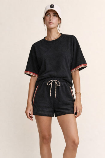Davi & Dani Terry Knit Set in Black