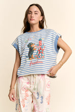 Load image into Gallery viewer, Davi &amp; Dani Striped French Terry Patriotic Puppy Top in Blue
