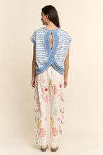 Load image into Gallery viewer, Davi &amp; Dani Striped French Terry Patriotic Puppy Top in Blue
