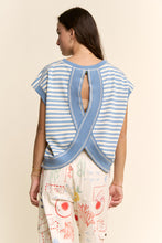 Load image into Gallery viewer, Davi &amp; Dani Striped French Terry Patriotic Puppy Top in Blue
