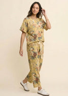 Davi & Dani Garden Flower Printed French Terry Set in Yellow
