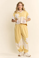 Davi & Dani Lace Panel French Terry Hoodie and Jogger Set in Butter Cream