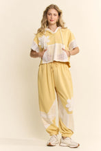 Load image into Gallery viewer, Davi &amp; Dani Lace Panel French Terry Hoodie and Jogger Set in Butter Cream
