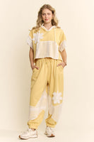 Davi & Dani Lace Panel French Terry Hoodie and Jogger Set in Butter Cream