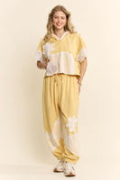 Davi & Dani Lace Panel French Terry Hoodie and Jogger Set in Butter Cream