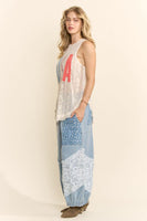 Davi & Dani USA Patchwork Lace Top in Natural
