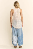 Davi & Dani USA Patchwork Lace Top in Natural